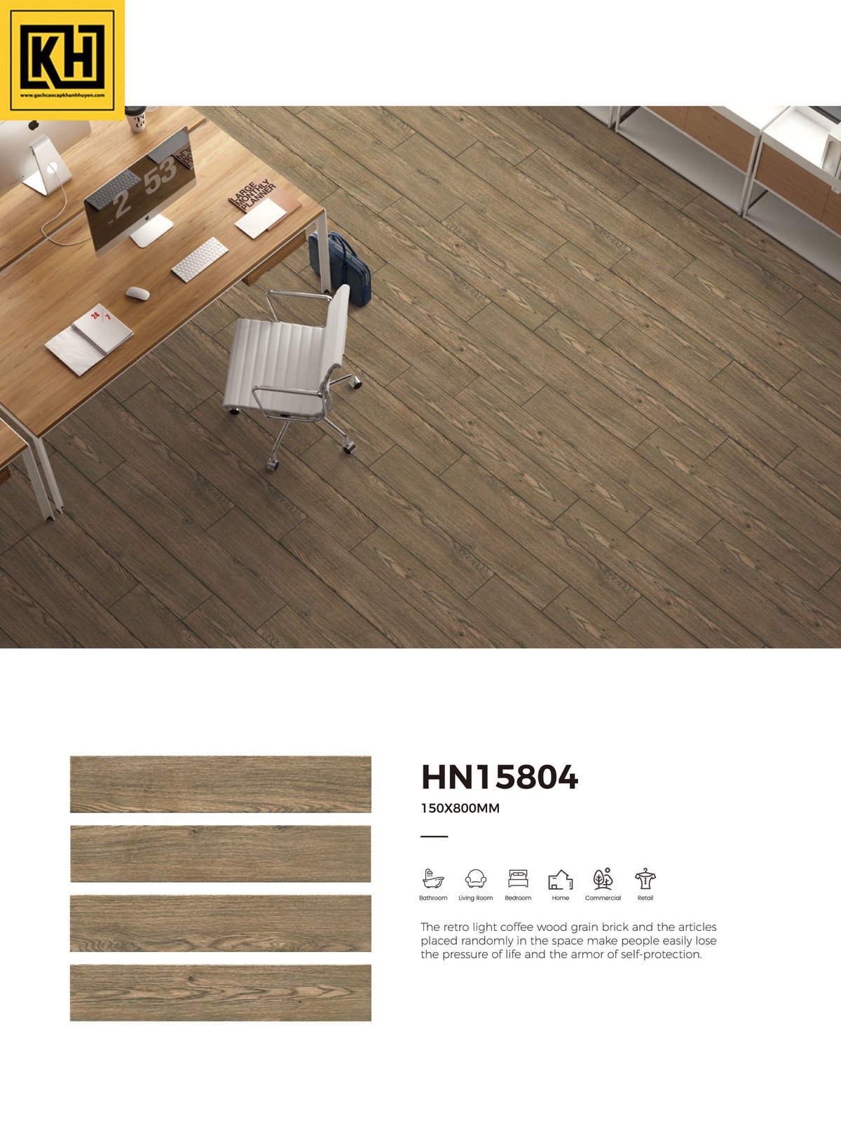 Gạch vân gỗ 15x80 HN-15804