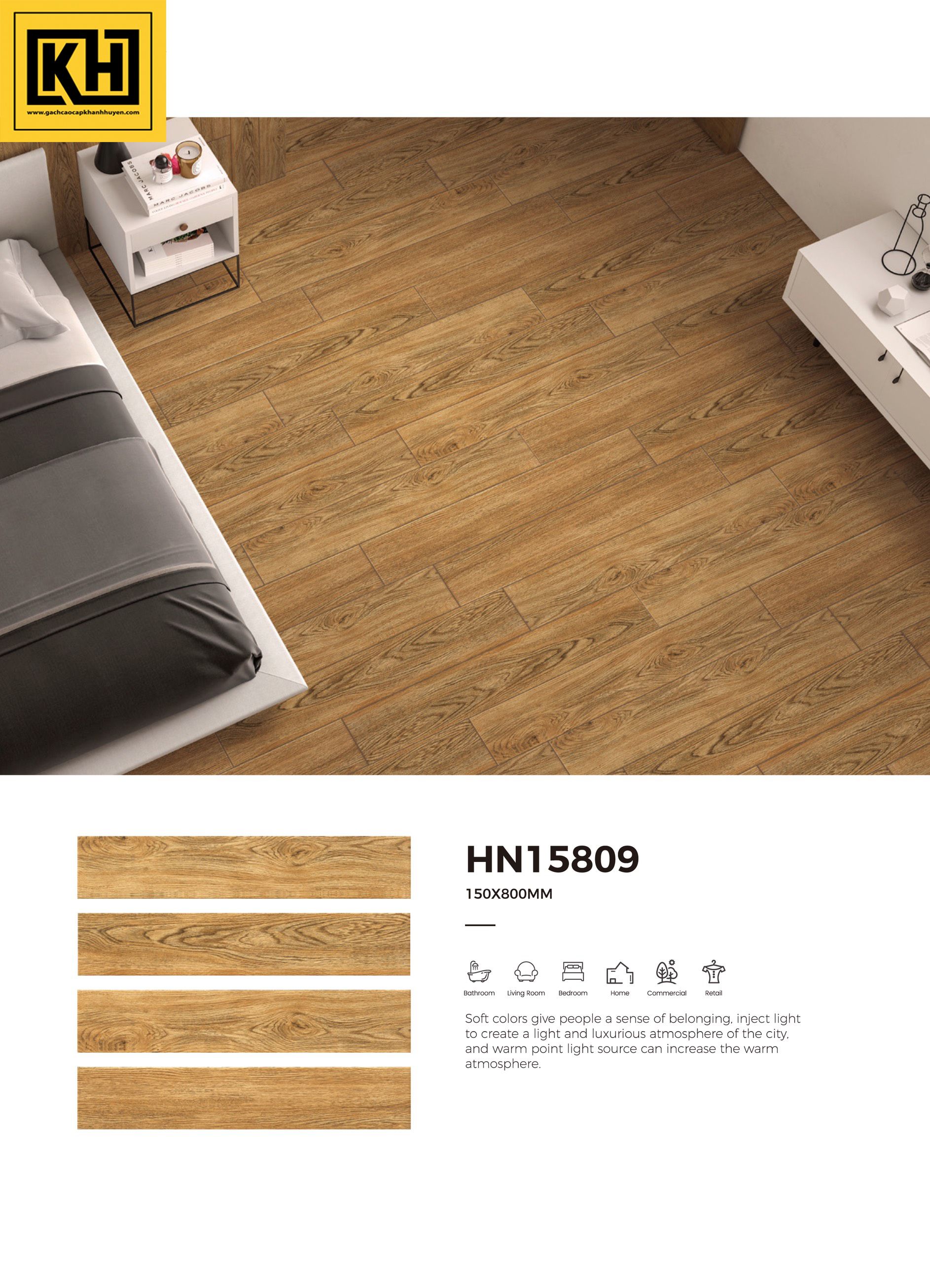 Gạch vân gỗ 15x80 HN-15809