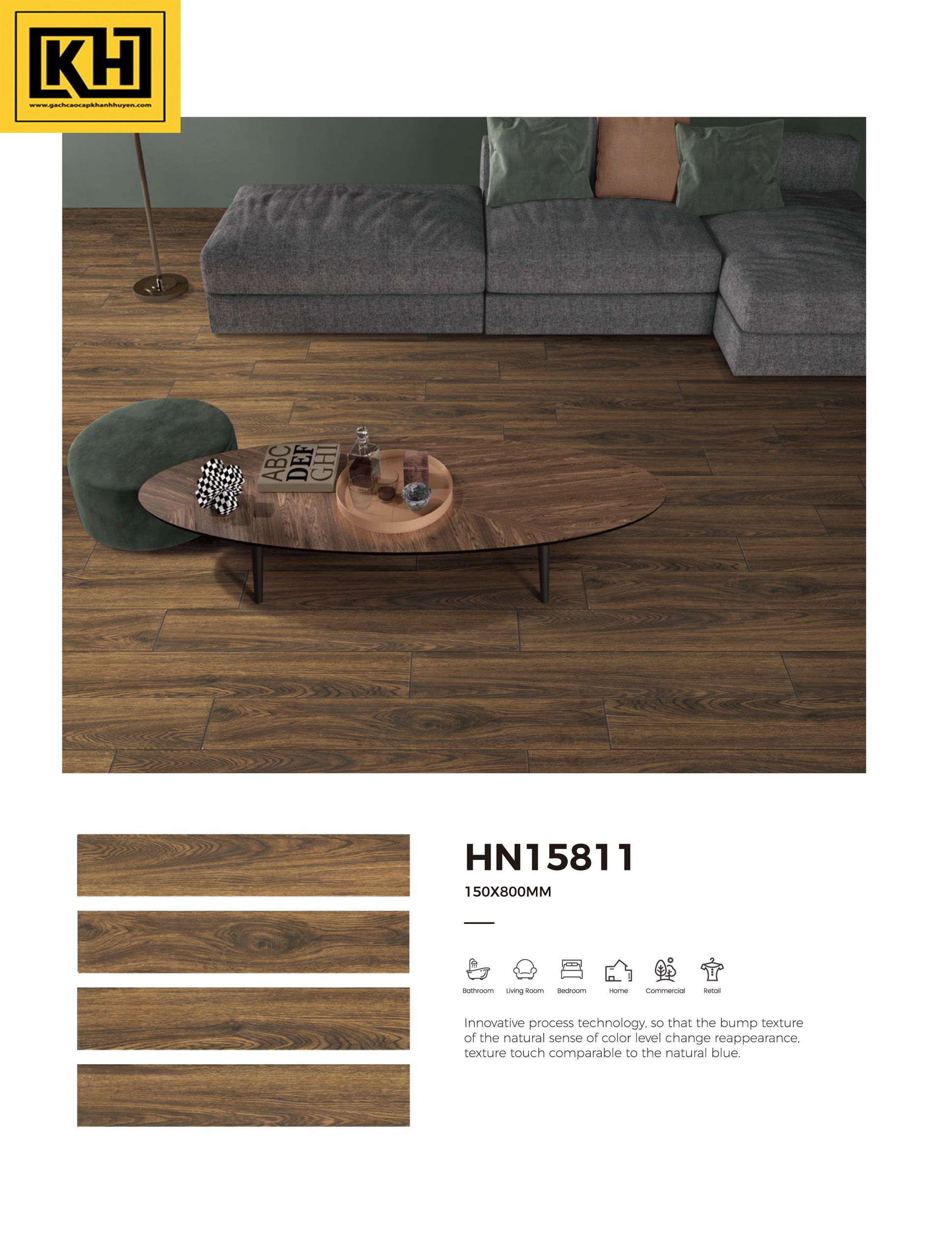 Gạch vân gỗ 15x80 HN-15811