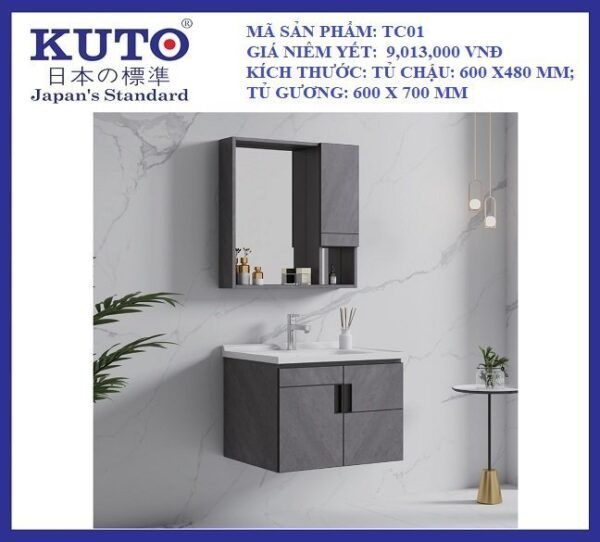 Tủ chậu và tủ gương KUTO-TC01 (LED SMART)