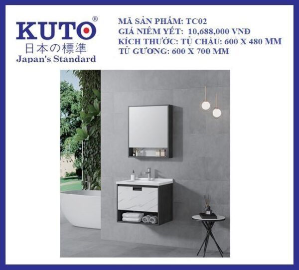 Tủ chậu và tủ gương KUTO-TC02 (LED SMART)