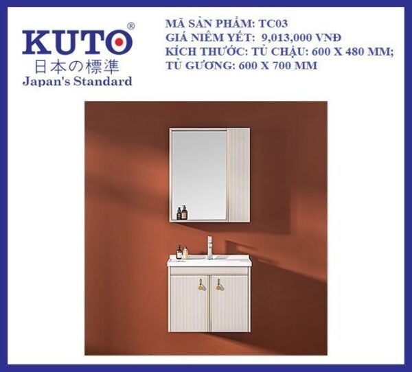 Tủ chậu và tủ gương KUTO-TC03 (LED SMART)
