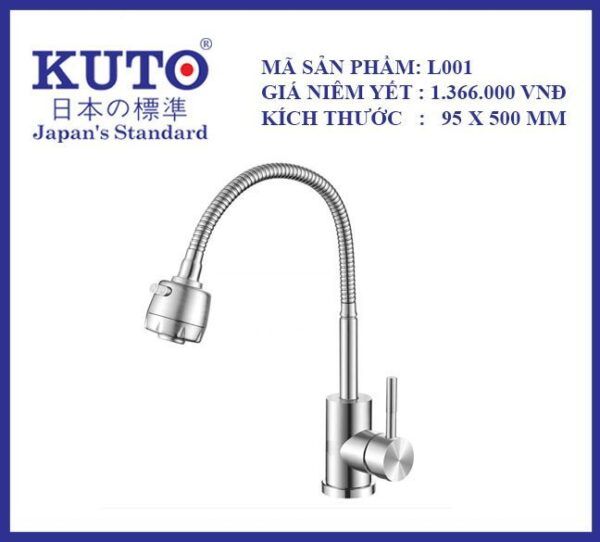 Vòi rửa bát KUTO 95x500MM-L001