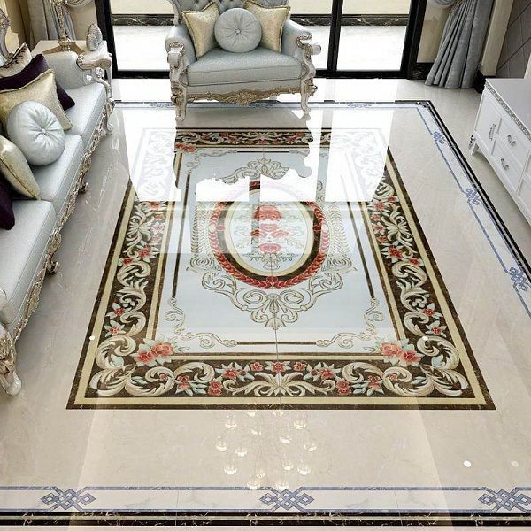 Gạch thảm 3D vi tinh lát nền phòng khách đẹp sang trọng, đẳng cấp